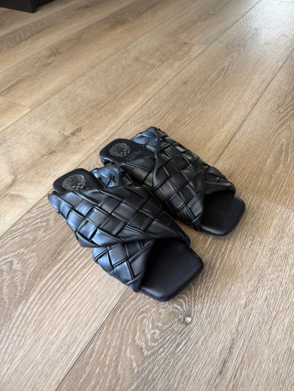 Black Woven Slides